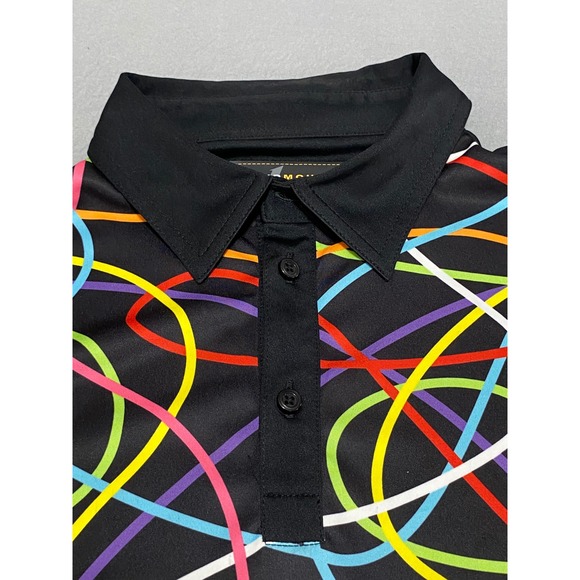 Loudmouth Mens XXL Black Multi Color Abstract Swirl Short Sleeve Golf Polo Shirt - Picture 6 of 8